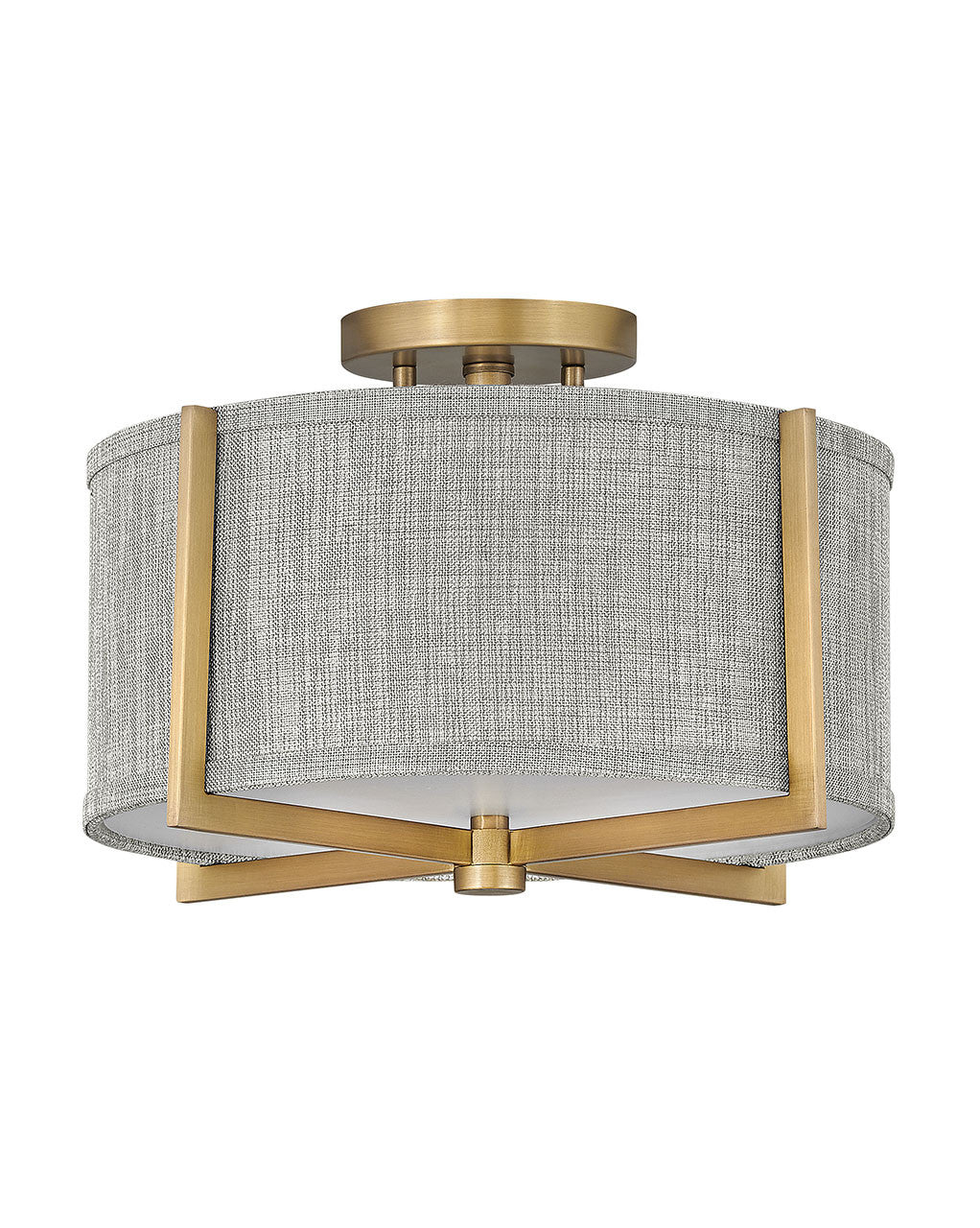 Hinkley Lighting Axis Heathered Gray Small Semi-flush Mount Heritage Brass 41705HB