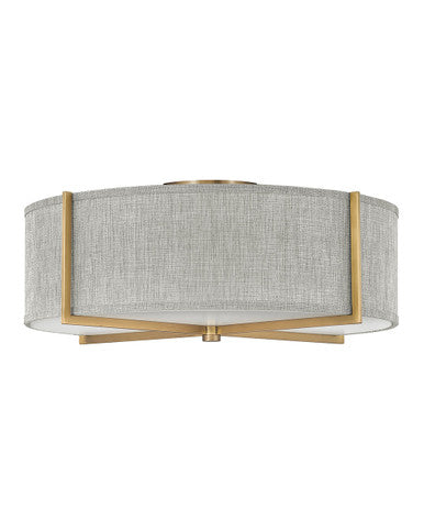 Hinkley Lighting Axis Heathered Gray Large Semi-flush Mount Heritage Brass 41709HB