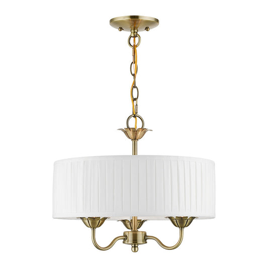 Livex Lighting Edinburgh Collection  3 Light Antique Brass Pendant Chandelier in Antique Brass 41773-01