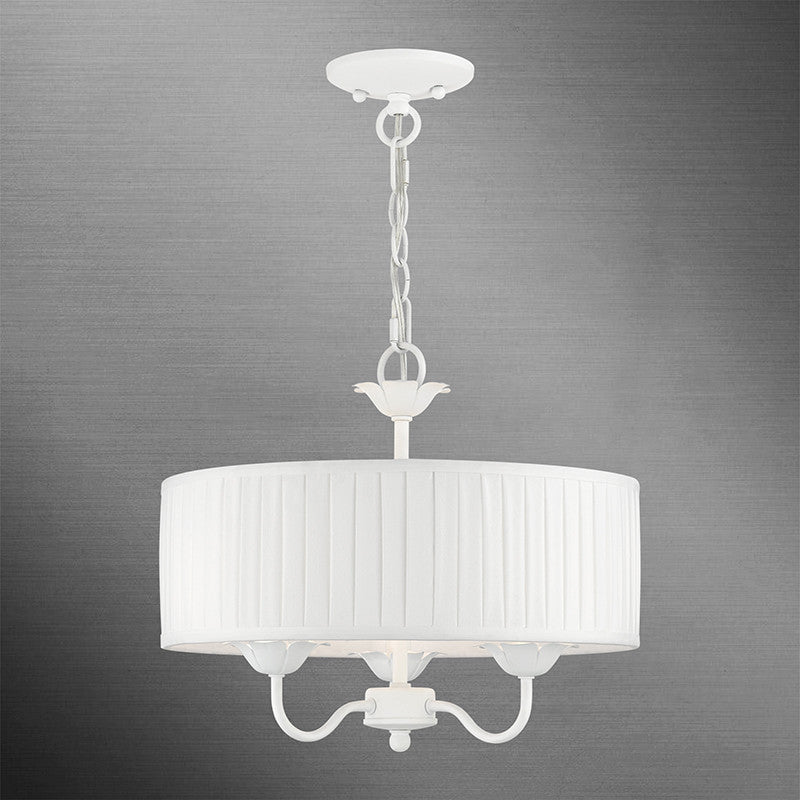 Livex Lighting Edinburgh Collection  3 Light White Pendant Chandelier in White 41773-03