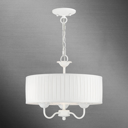 Livex Lighting Edinburgh Collection  3 Light White Pendant Chandelier in White 41773-03