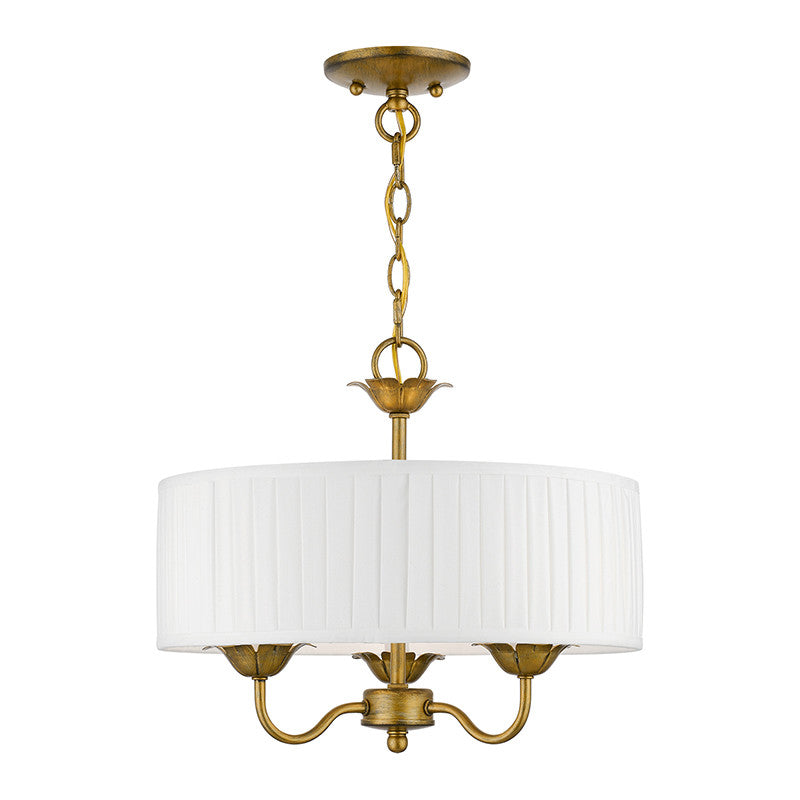 Livex Lighting Edinburgh Collection  3 Light Antique Gold Leaf Pendant Chandelier in Antique Gold Leaf 41773-48