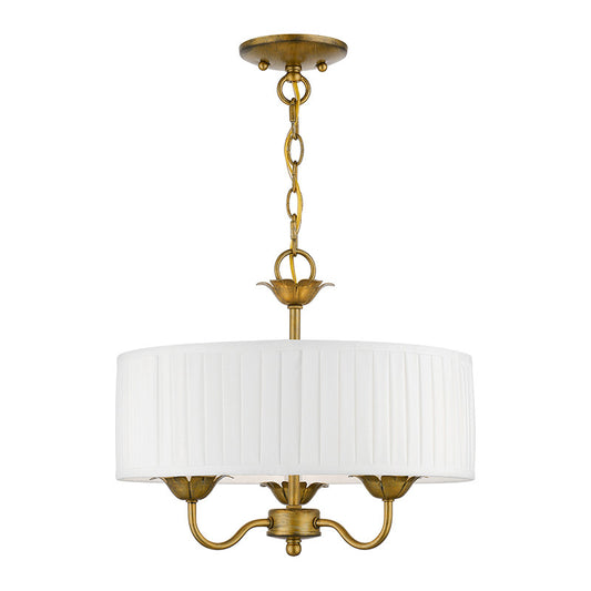 Livex Lighting Edinburgh Collection  3 Light Antique Gold Leaf Pendant Chandelier in Antique Gold Leaf 41773-48