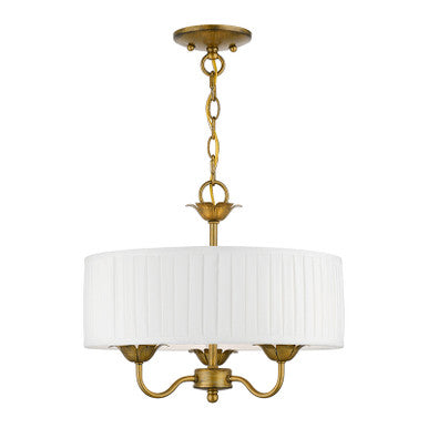 Livex Lighting Edinburgh Collection  3 Light Antique Gold Leaf Pendant Chandelier in Antique Gold Leaf 41773-48