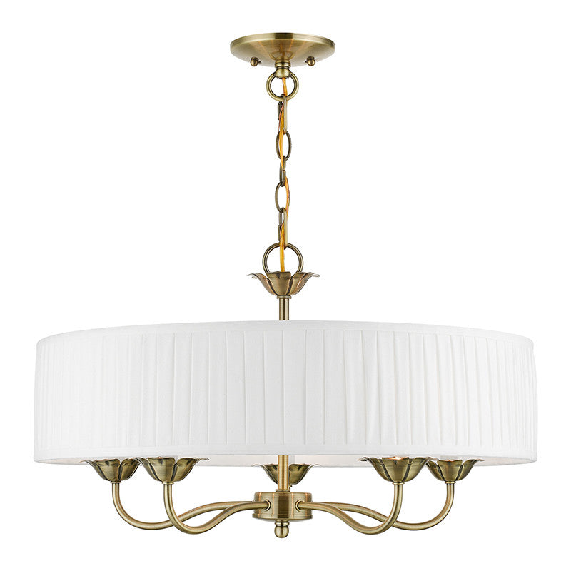 Livex Lighting Edinburgh Collection  5 Light Antique Brass Pendant Chandelier in Antique Brass 41775-01