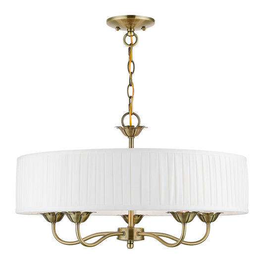 Livex Lighting Edinburgh Collection  5 Light Antique Brass Pendant Chandelier in Antique Brass 41775-01