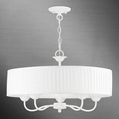 Livex Lighting Edinburgh Collection  5 Light White Pendant Chandelier in White 41775-03