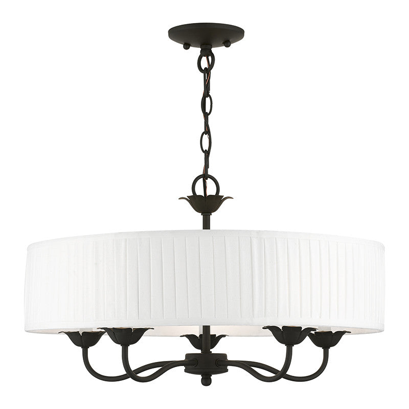 Livex Lighting Edinburgh Collection  5 Light Black Pendant Chandelier in Black 41775-04