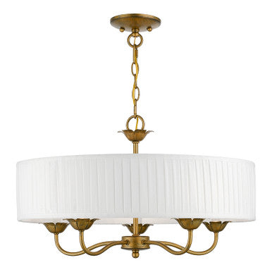 Livex Lighting Edinburgh Collection  5 Light Antique Gold Leaf Pendant Chandelier in Antique Gold Leaf 41775-48