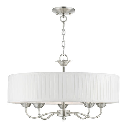 Livex Lighting Edinburgh Collection  5 Light Brushed Nickel Pendant Chandelier in Brushed Nickel 41775-91