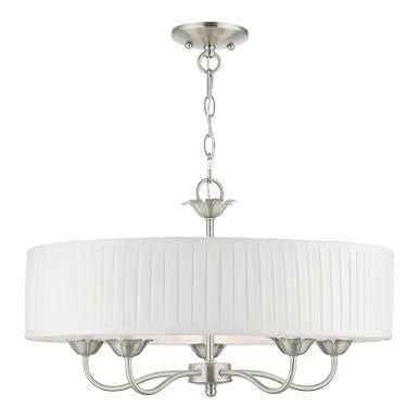 Livex Lighting Edinburgh Collection  5 Light Brushed Nickel Pendant Chandelier in Brushed Nickel 41775-91