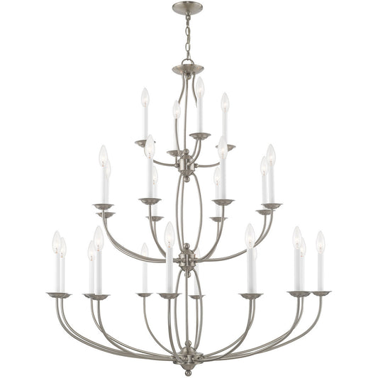 Livex Lighting Home Basics Collection 24 Light Brushed Nickel Chandelier in Brushed Nickel 4180-91