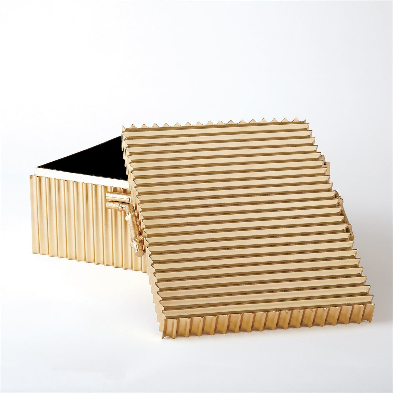 Global Views Corrugated Bamboo Box Brass Large 9.92034