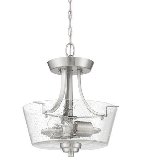 Craftmade Grace 2 Light Convertible Semi Flush in Brushed Polished Nickel (Clear Seeded Glass) 41952-BNK-CS