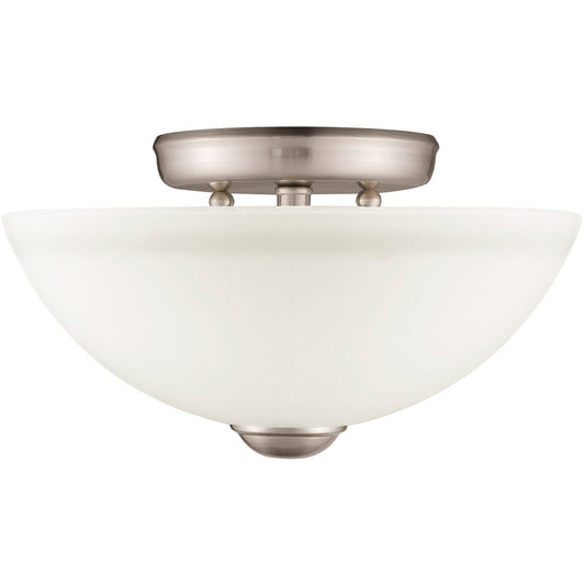 Livex Lighting Somerset Collection 2 Light Brushed Nickel Ceiling Mount in Brushed Nickel 4206-91