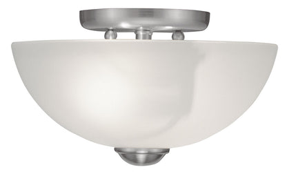 Livex Lighting Somerset Collection 2 Light Brushed Nickel Ceiling Mount in Brushed Nickel 4206-91