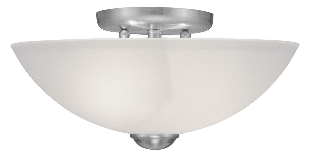 Livex Lighting Somerset Collection 2 Light Brushed Nickel Ceiling Mount in Brushed Nickel 4207-91