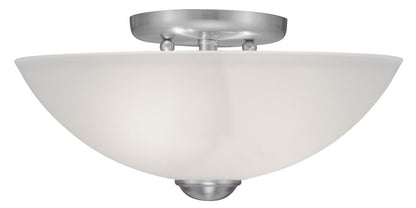 Livex Lighting Somerset Collection 2 Light Brushed Nickel Ceiling Mount in Brushed Nickel 4207-91