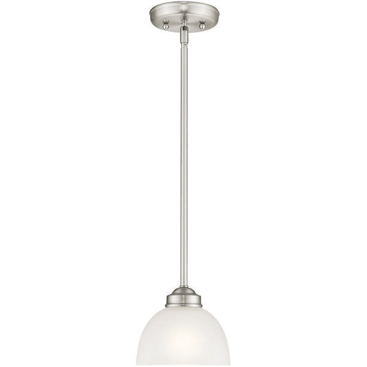 Livex Lighting Somerset Collection 1 Light Brushed Nickel Mini Pendant in Brushed Nickel 4210-91