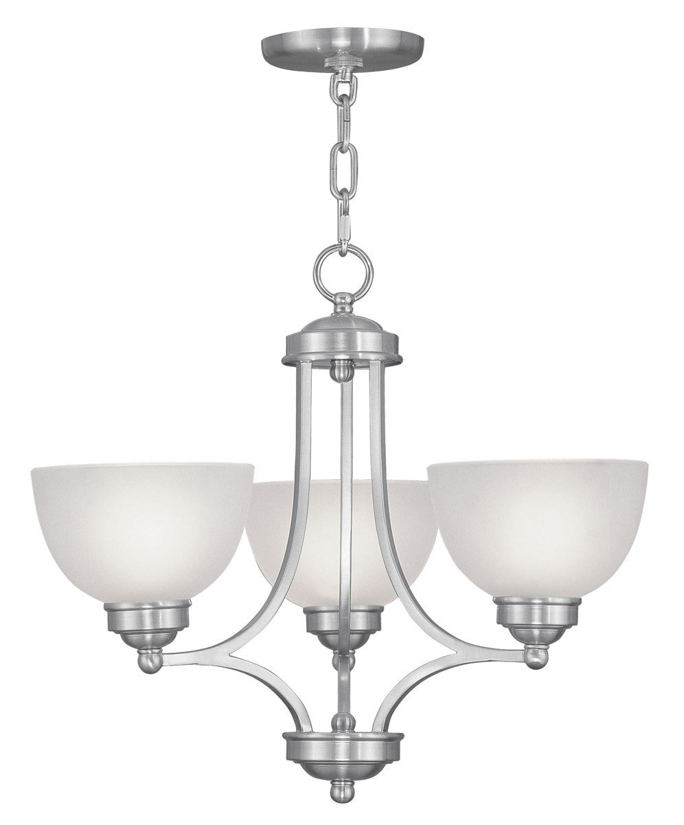 Livex Lighting Somerset Collection 3 Light Brushed Nickel Chandelier in Brushed Nickel 4213-91