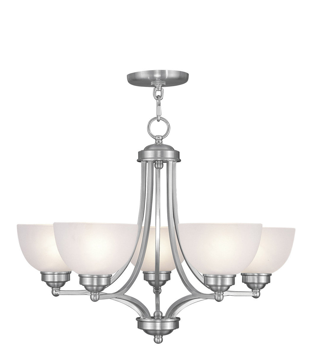 Livex Lighting Somerset Collection 5 Light Brushed Nickel Chandelier in Brushed Nickel 4215-91