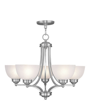 Livex Lighting Somerset Collection 5 Light Brushed Nickel Chandelier in Brushed Nickel 4215-91