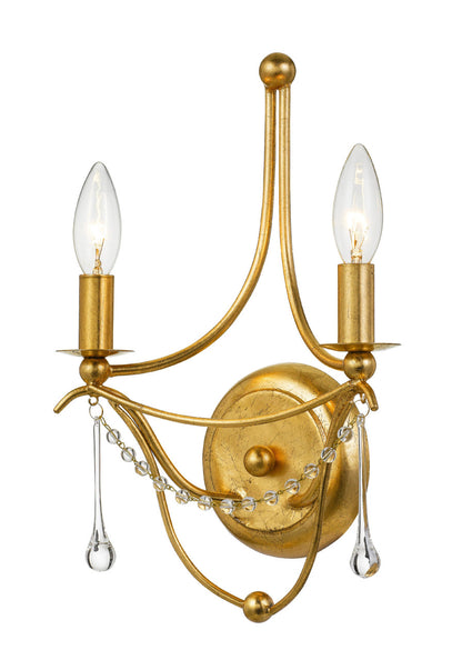 Crystorama Metro 2 Light Antique Gold Wall Mount 422-GA