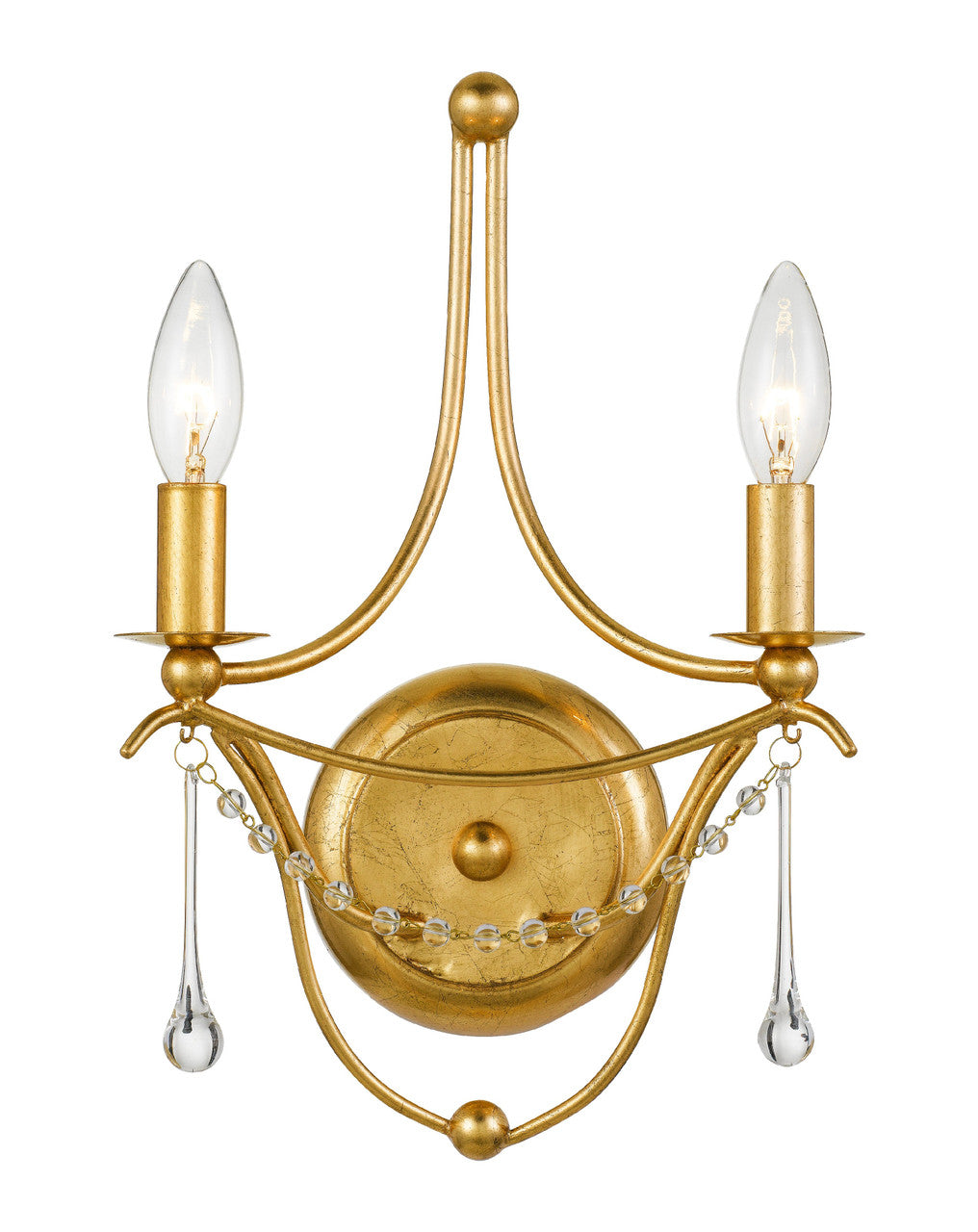 Crystorama Metro 2 Light Antique Gold Wall Mount 422-GA