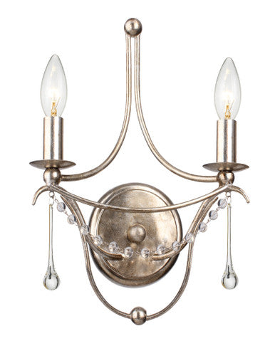 Crystorama Metro 2 Light Antique Silver Wall Mount 422-SA