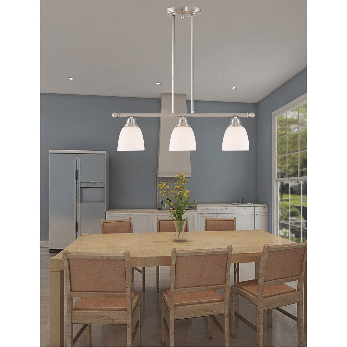 Livex Lighting Somerset Collection 3 Light Brushed Nickel Island in Brushed Nickel 4226-91