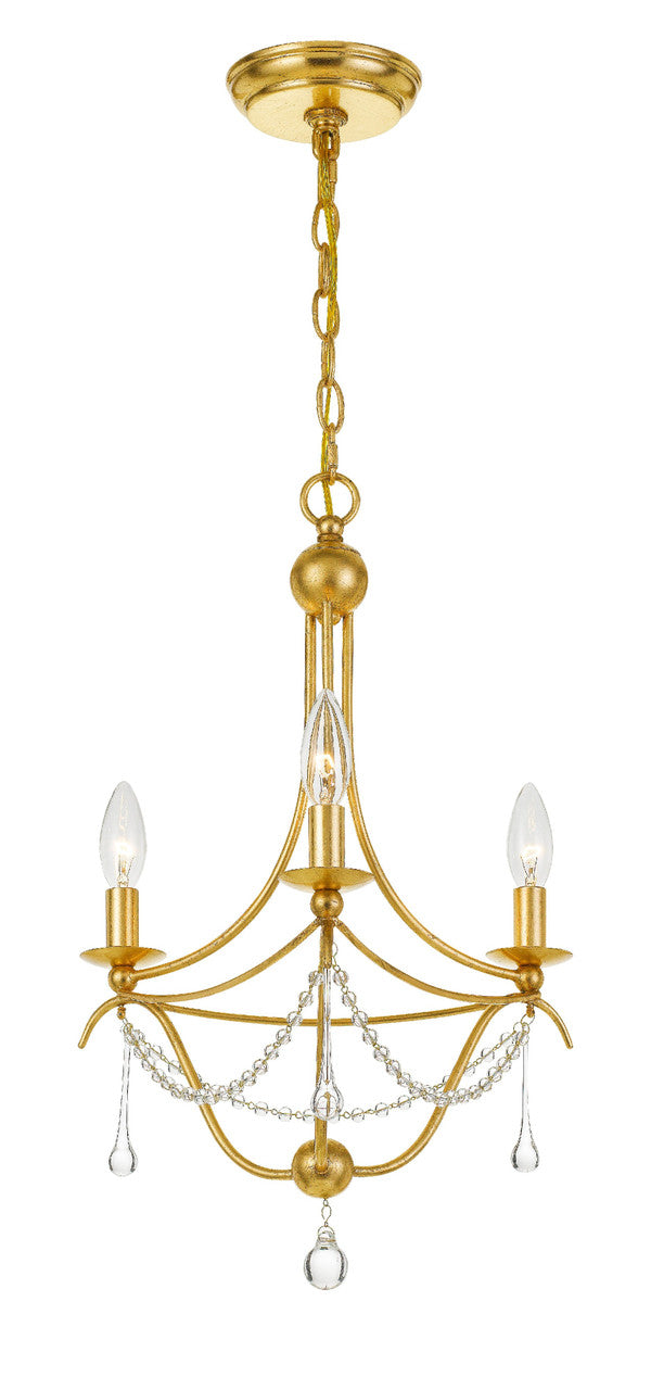 Crystorama Metro 3 Light Antique Gold Mini Chandelier 423-GA