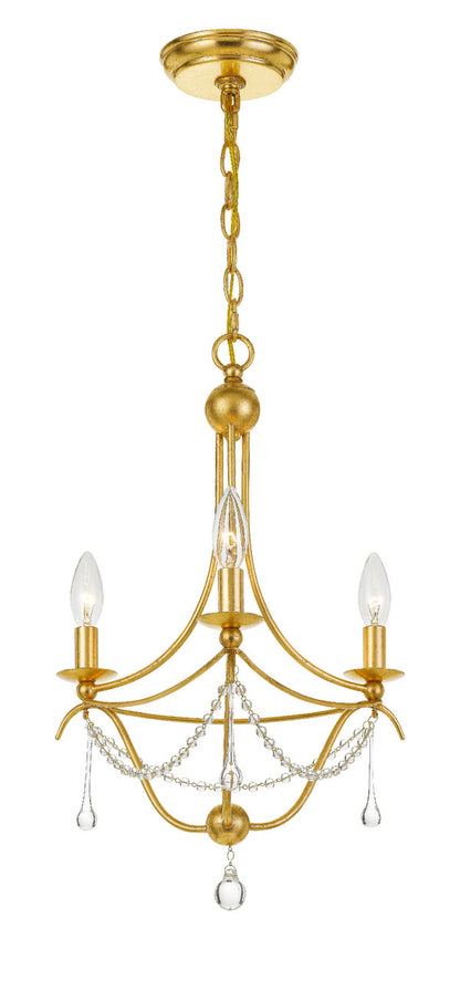 Crystorama Metro 3 Light Antique Gold Mini Chandelier 423-GA