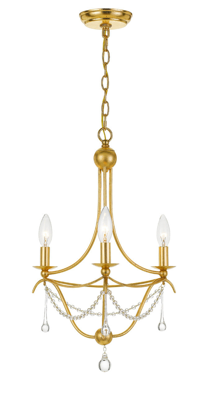 Crystorama Metro 3 Light Antique Gold Mini Chandelier 423-GA