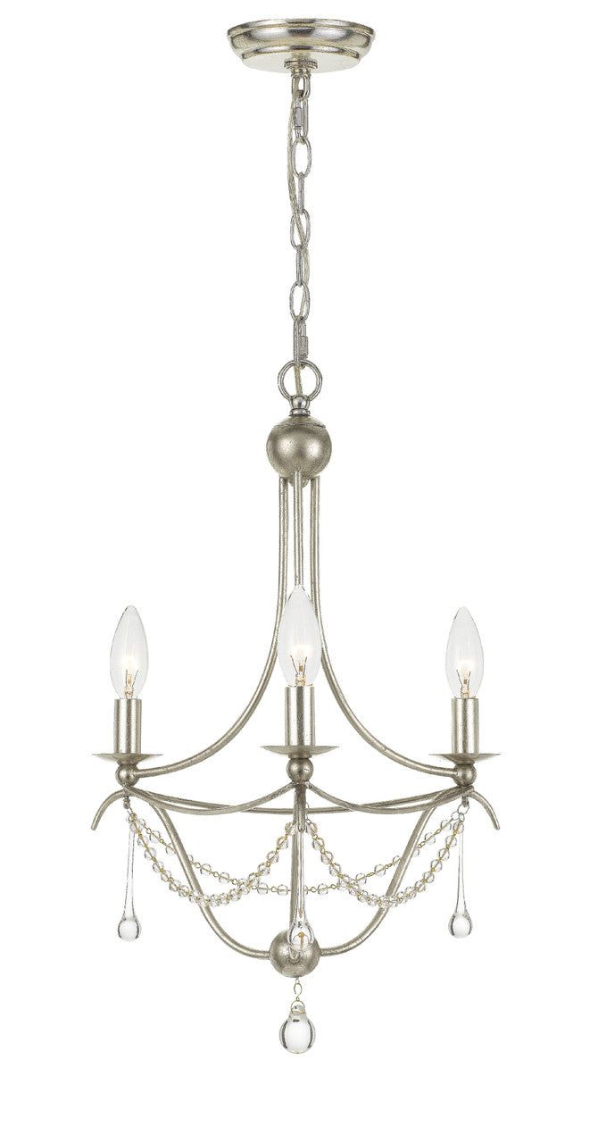 Crystorama Metro 3 Light Antique Silver Mini Chandelier 423-SA