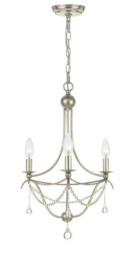 Crystorama Metro 3 Light Antique Silver Mini Chandelier 423-SA