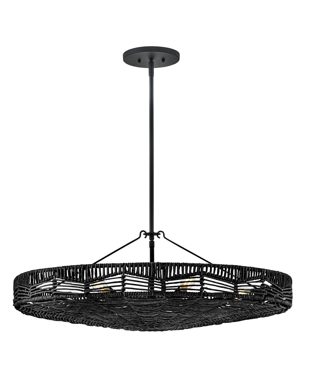 Hinkley Lightng Ophelia Foyer Medium Convertible Pendant in Black with Black Natural Shade 42303BK-BK