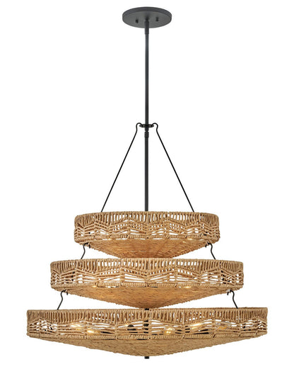 Hinkley Lighting Ophelia Medium Multi Tier in Black with Natural Shade 42308BK-NRF