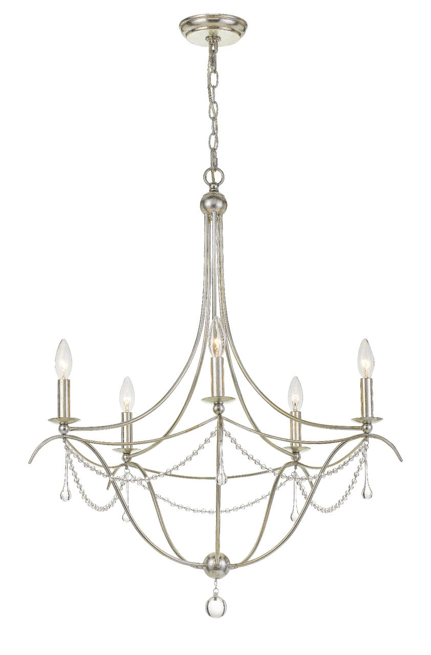 Crystorama Metro 5 Light Crystal Beads Antique Silver Chandelier 425-SA