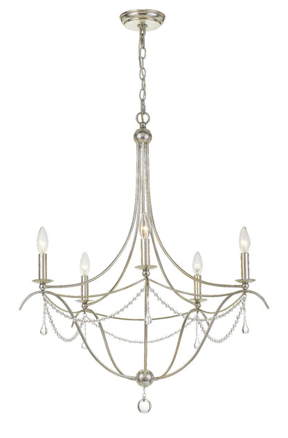 Crystorama Metro 5 Light Crystal Beads Antique Silver Chandelier 425-SA