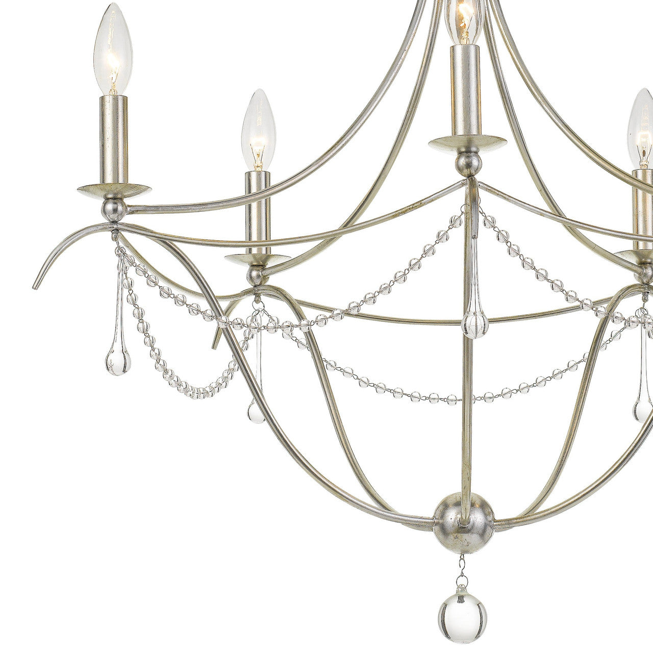 Crystorama Metro 5 Light Crystal Beads Antique Silver Chandelier 425-SA