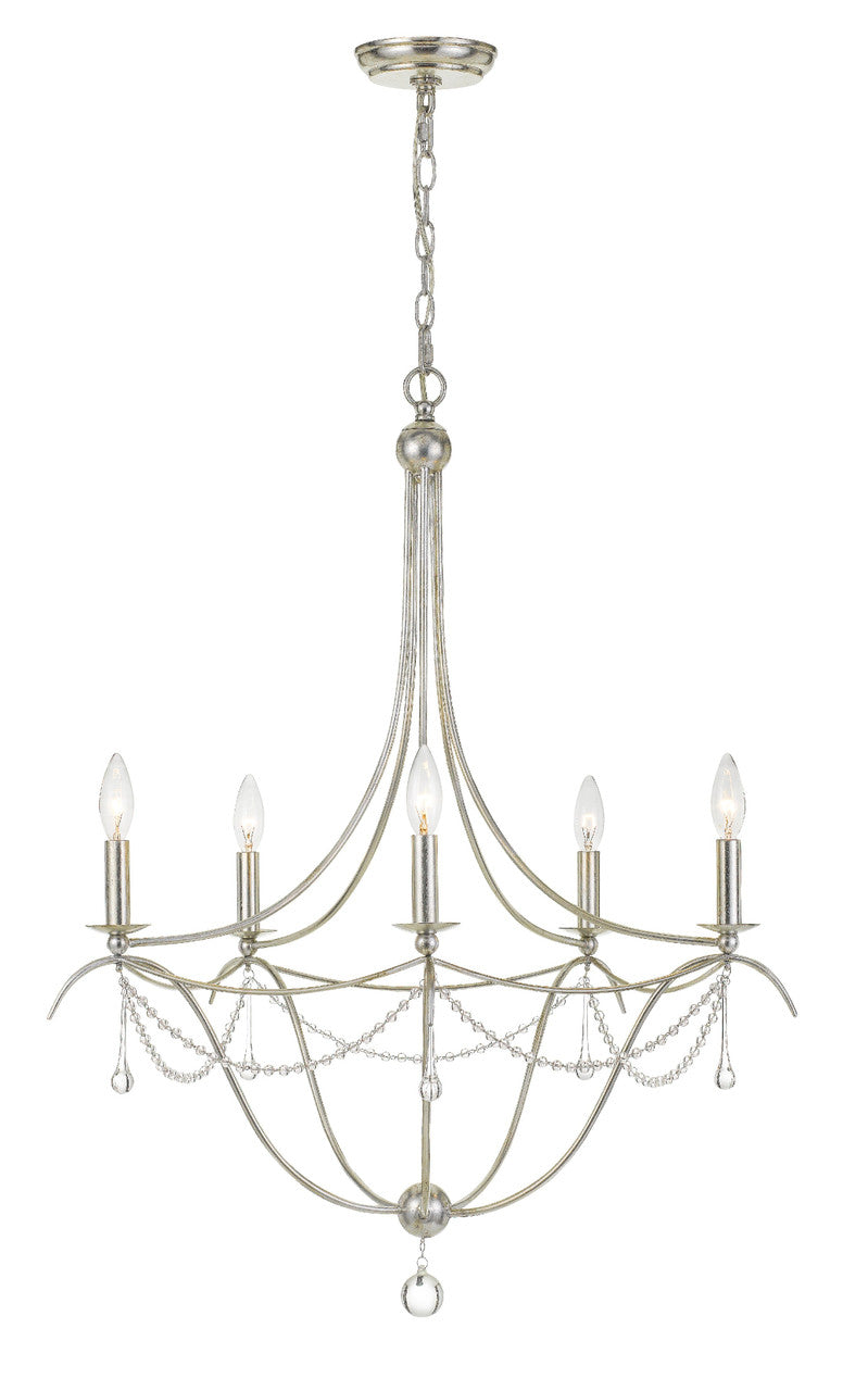 Crystorama Metro 5 Light Crystal Beads Antique Silver Chandelier 425-SA