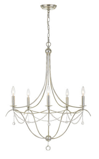 Crystorama Metro 5 Light Crystal Beads Antique Silver Chandelier 425-SA