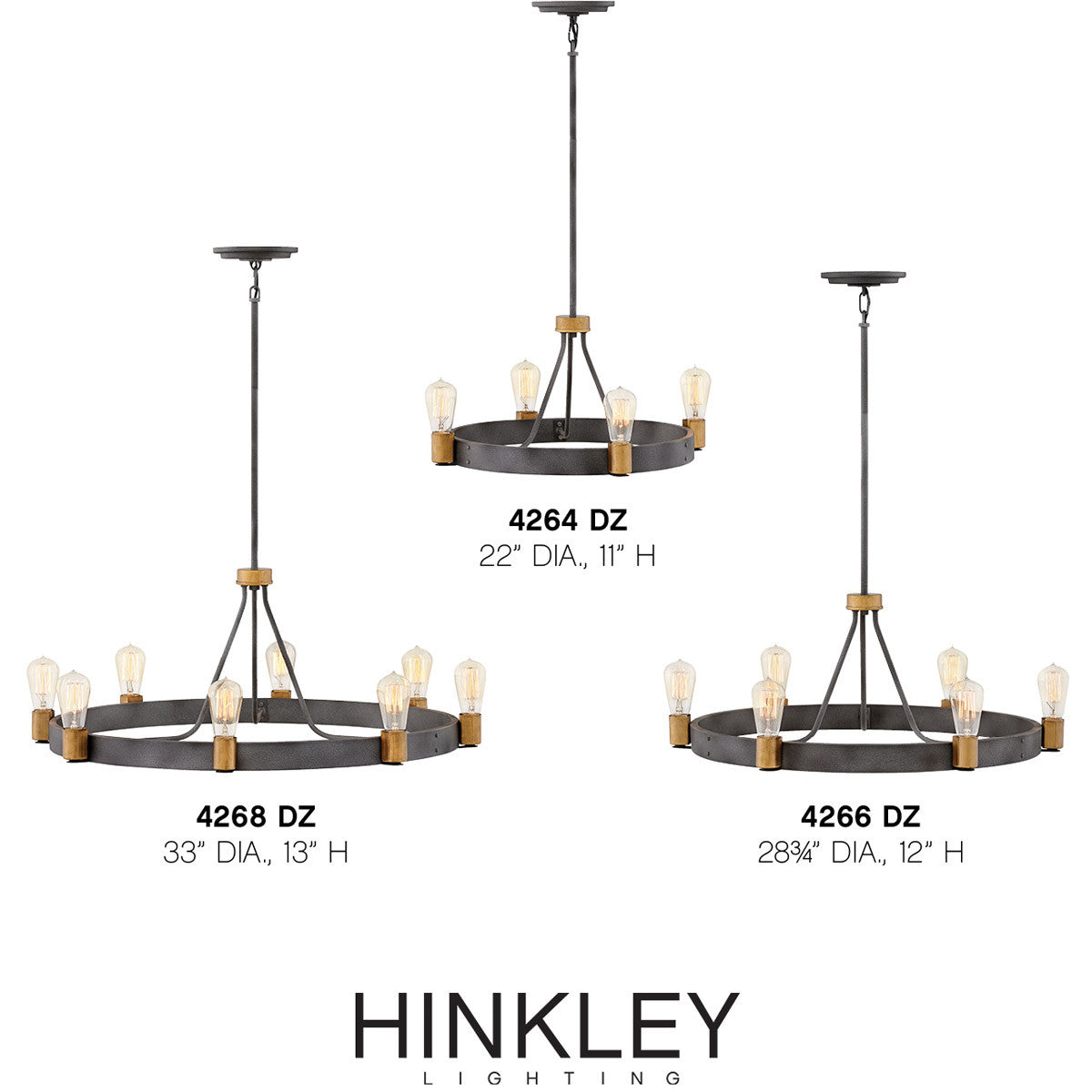 Hinkley Lighting Silas Small Single Tier Aged Zinc 4264DZ