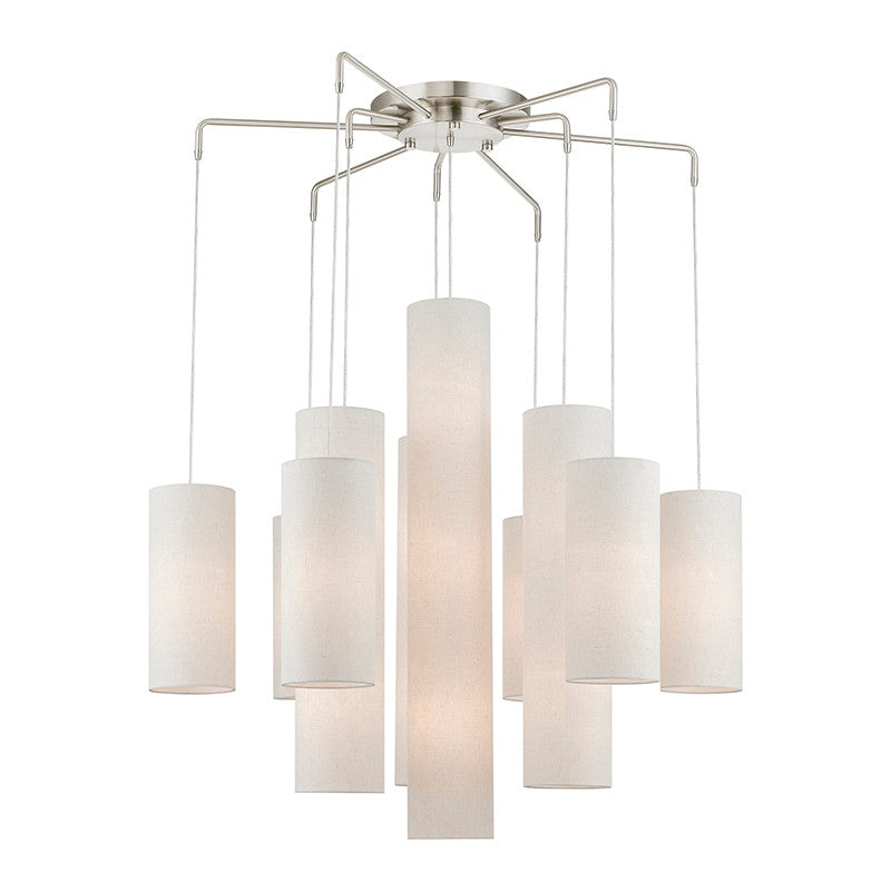 Livex Lighting Strathmore Collection  15 Light Brushed Nickel Foyer Chandelier in Brushed Nickel 42657-91