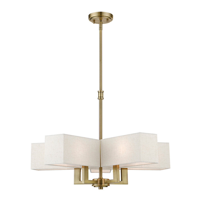 Livex Lighting Rubix Collection  5 Light Antique Brass Chandelier in Antique Brass 42665-01