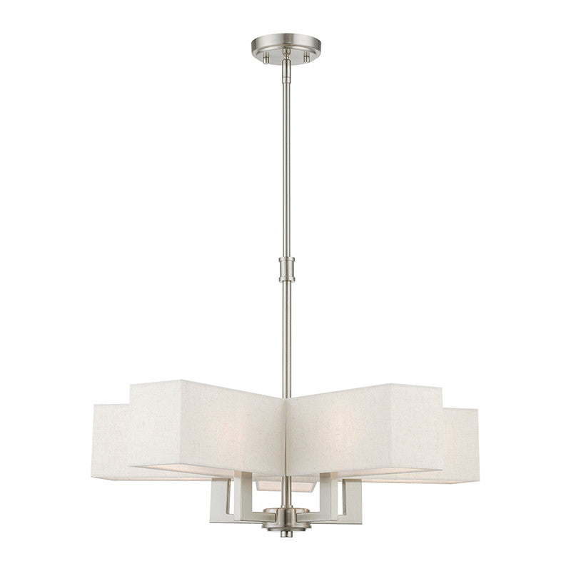 Livex Lighting Rubix Collection  5 Light Brushed Nickel Chandelier in Brushed Nickel 42665-91