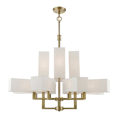 Livex Lighting Rubix Collection  12 Light Antique Brass Extra Large Foyer Chandelier in Antique Brass 42669-01