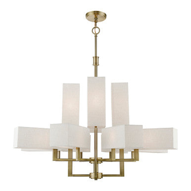 Livex Lighting Rubix Collection  12 Light Antique Brass Extra Large Foyer Chandelier in Antique Brass 42669-01