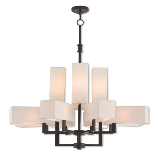 Livex Lighting Rubix Collection 12 Lt BZ Foyer Chandelier in Bronze 42669-07