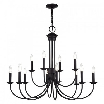 Livex Lighting Estate 12 Light Black Large 2-Tier Chandelier 42680-04